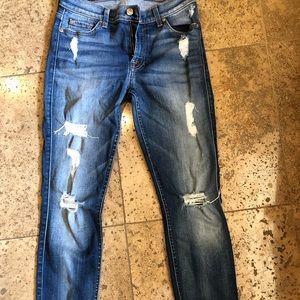7 For All Mankind distressed ankle skinny jean